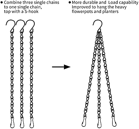 JelyArt Metal Hanging Chain, Plant Hangers Chains Garden Flower Pot Basket Chain with Hook and Clip for Bird Feeders, Planters (DE Chain)