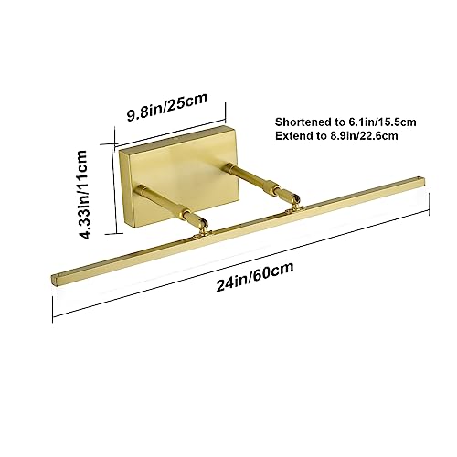 Image of Aipsun Bathroom Vanity Light Brushed Gold Modern LED Vanity Lighting Over Mirror 24inch Adjustable Gold Wall Light for Bathroom (Cool White 5500K)