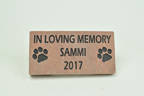 Graphicrocks Engraved Stone Pet Memorial Headstone Grave Marker Dog Cat Red Flagstone 4 Inches X 8 Inches #TOP1