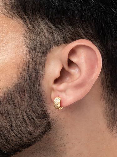 Image of ORIONZ Hoop Earrings for Men & Boys (1 Piece) - 925 Sterling Silver - Gift for Birthday Anniversary - 18k Gold Plated Jewellery - Men Fashion