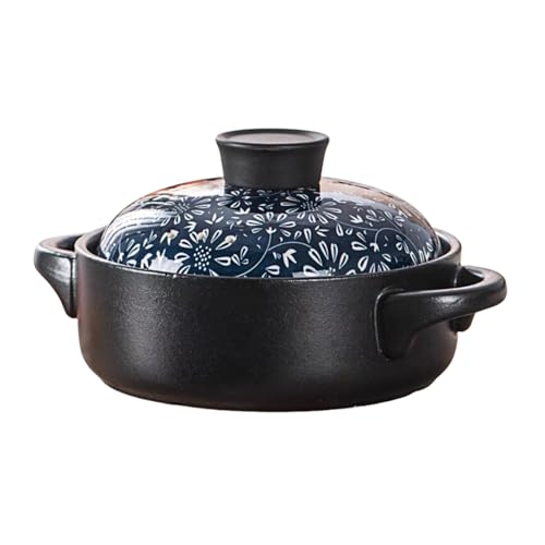 Ceramic Casserole Hand-Painted Ceramic Casserole Pot, Household Kitchen High-Temperature Resistant Clay Soup Pot, Ideal For Claypot Rice, Slow Cooking, And Braising(2.5L)