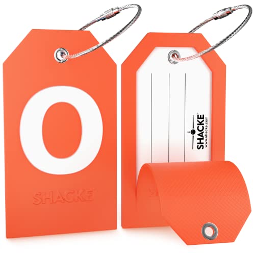 Image of Initial Luggage Tag with Full Privacy Cover and Stainless Steel Loop - (Letter O)