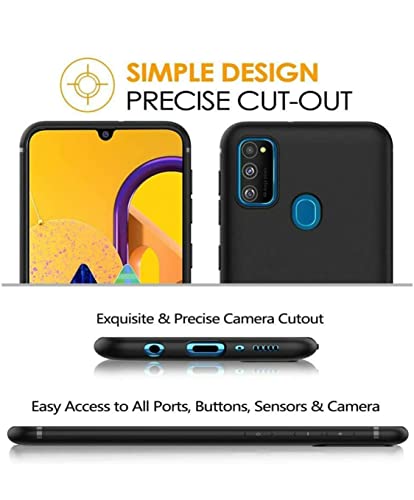 Image of Mobile Back Cover Case for Samsung Galaxy M30s / Samsung M21 (Silicone Case|CameraProtection|Black SC1510)