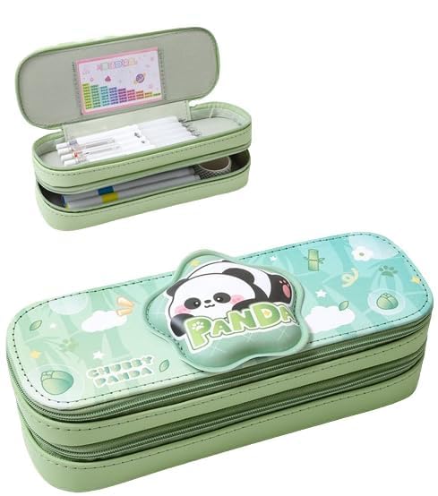 Image of Kawaii Pencil Case Double Layer 3D (EVA) Cute Pencil Case Aesthetic Pencil Box for Girls Large Capacity Pen Pencil Pouch Multifunctional Stationery Organizer (Double Layer Panda)