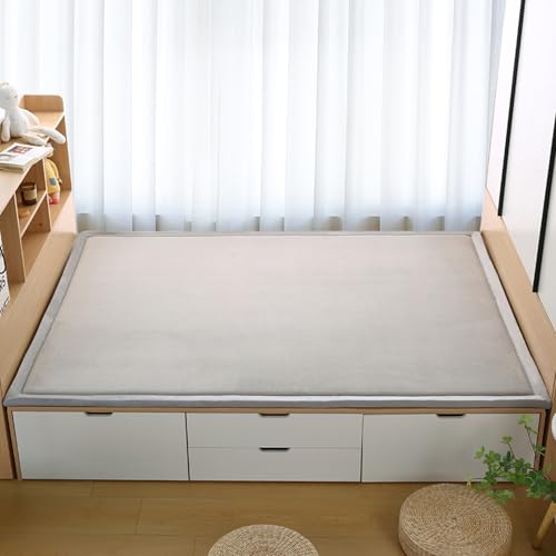 Tapis tatami extra large gris clair de 200x220 cm lavable pour sol - 2