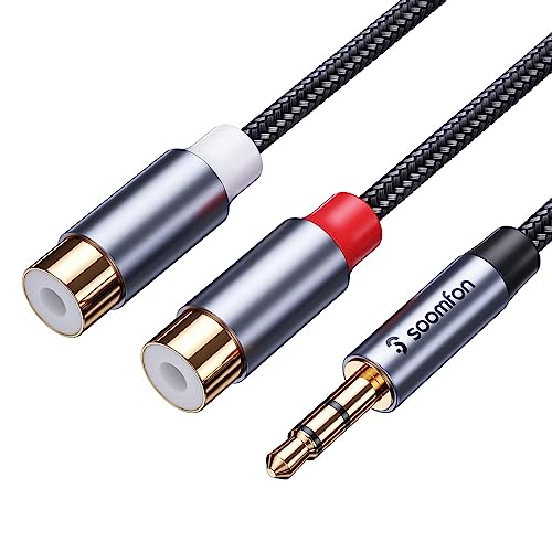 SOOMFON 3.5mm to RCA Audio Cable 1M, Red and White to Headphone Adapter, Gold-Plated Plugs