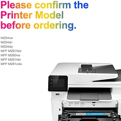 Uniwork 203X Toner Cartridge Replacement for HP CF540X CF541X CF542X CF543X Compatible with Color Laserjet Pro MFP M254dw M254dn M254nw M280nw M281fdn M281fdw M281cdw(Black Cyan Magenta Yellow,4Pack)