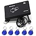 Produktbild AMAO 125KHz RFID Reader ID Kartenlesegerät Berührungslose 14443A Kartenleser Card Reader mit USB Schnittstelle + 5pcs EM4100 / TK4100 Key fobs