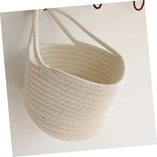Cesta pequeña de algodón PRETYZOOM blanca con asa para organizar libros 8