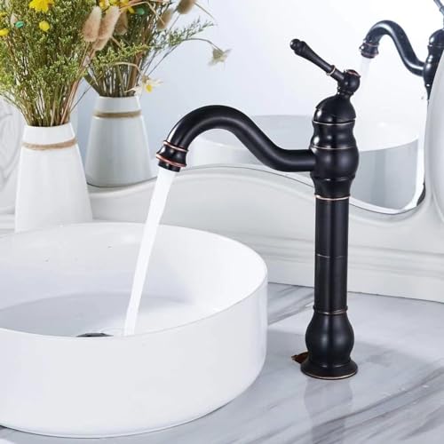 Robinet noir pivotant contre les éclaboussures de lavabo rétro en laiton - 6