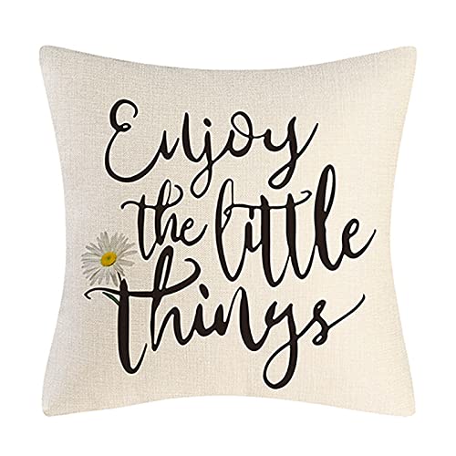 Daisy Throw Pillow Covers 18X18 Inch Set Of 4 Decor Summer Decorations Sunflower Pillows Case Flower Blue Decorative Throw Pillow Covers Spring Farmhouse Decor Pillows Case For Sofa Couch Bed #TOP2