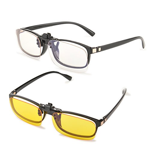 Image of Clip on Anti Blue Light Filter Glasses UV Blocking Anti Eye Strain Unisex (1pcs white+1pcs yellow)