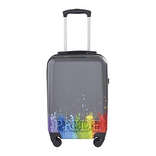 KitKaseRainbow Pride Wheeled Cabin Size Travel Case Carbon with Red Zipper & TSA Lock