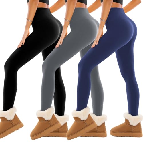SINOPHANT Leggins Termici Donna Invernali Nero/Blu Marino/Grigio LXL