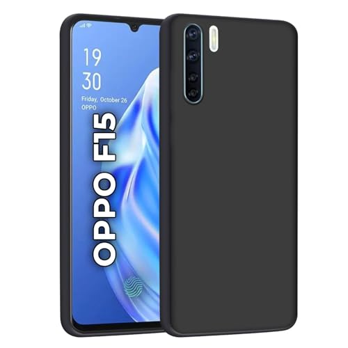 Hello Zone Exclusive Matte Finish Soft Back Case Cover for Oppo F15 - Black (Black)