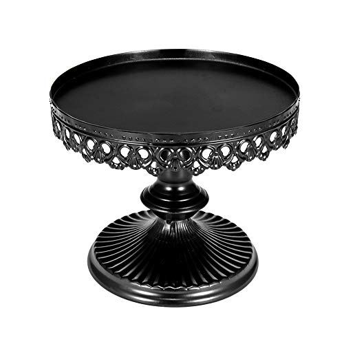 WOOPOWER Cake Stand, Round Cupcake Stands Metal Dessert Display with Pendants and Beads, Cake Stands Tray Wrought Iron Plates Party Birthday Dessert Display Wedding Decor - 7.8x6.8inch