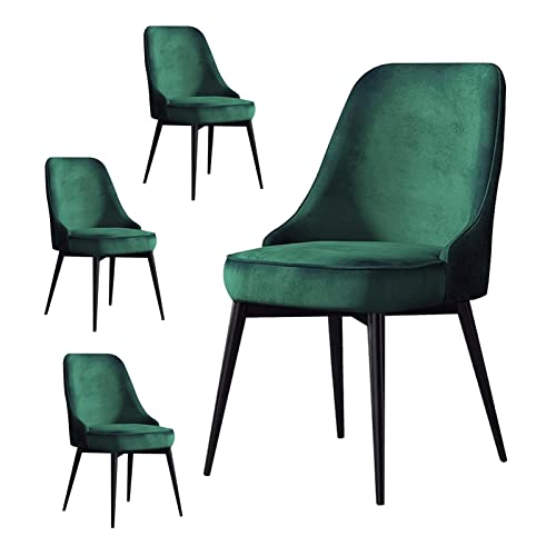 SJIALEN Velvet Kitchen Chairs Set of 4, for Office Dining Bedroom Makeup Chair with Black Legs Living Room Lounge Chairs Kitchen Chair (Color : Green, Size : Black feet)