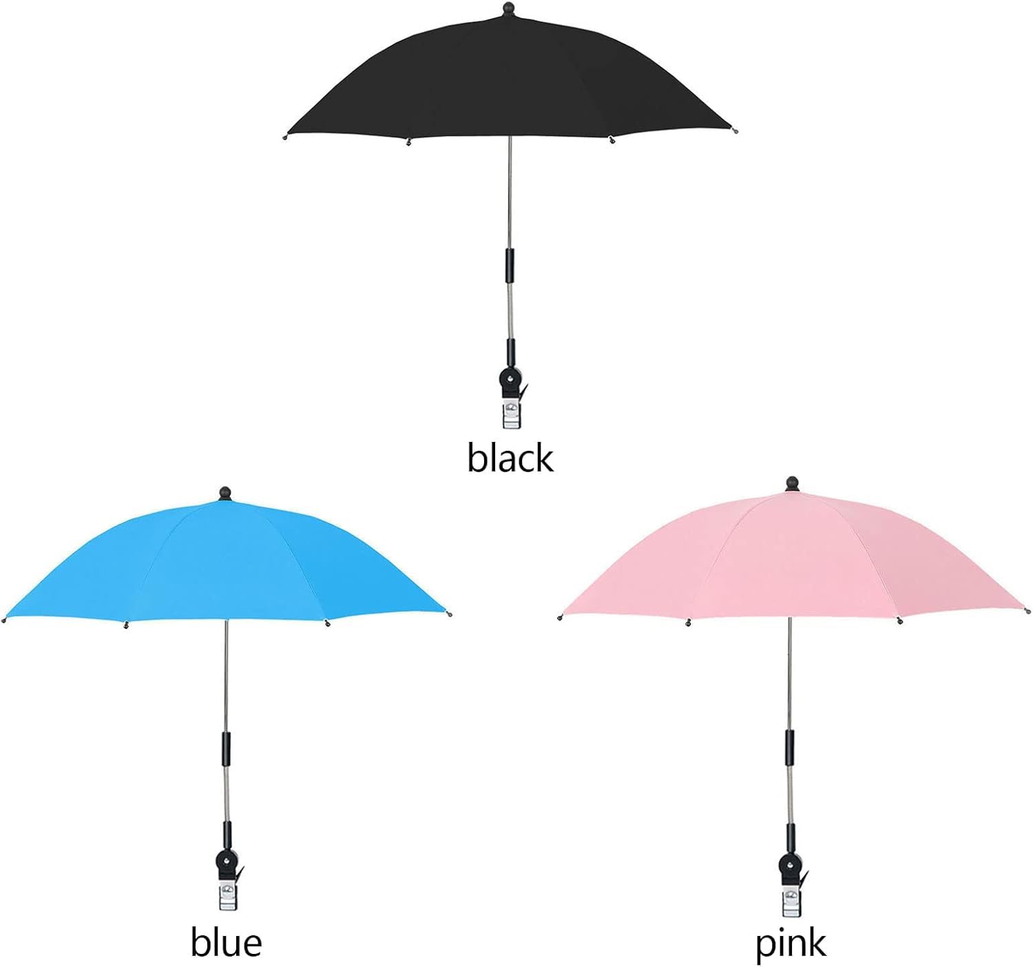 Paraguas para Silla con Abrazadera, Paraguas Portátil con Clip para Sillas de Playa, Cochecito de Patio Al Aire Libre, Sillas de Ruedas, Carritos de Golf(Rosa)