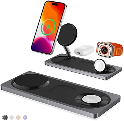 Wireless Charger,3 in 1 Faster Mag-Safe Wireless Charging Station,Wireless Charging Pad for iPhone 14,13,12 Pro Max/Pro/Mini/Plus, Apple Watch Ultra 8/7/SE/6/5/4/3/2/1, AirPods pro/2/3(Black)