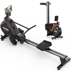 YOSUDA Upgrade Rudergerät Zuhause, 16 Dynam. Widerstand, für Große bis 181kg, Ultra-Leise Magnetisch, Komfort-Sitz, Bluetooth/App, Alu-Schiene, Flaschenhalter, 90% Vormontiert, Rowing Machine
