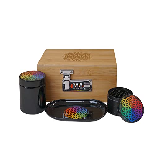 Miracles Bamboo Storage Box - Decorative Storage Box with Lid and Combo Lock - Bamboo Box with Accessories for Making Tea and Storing Herbs and Spices, Stronger Than the Wooden Box