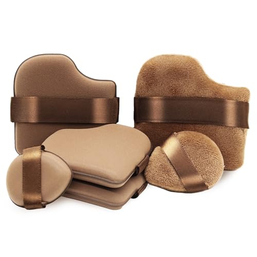 6 PCS Foundation Sponge, Powder Puff, Makeup Sponge, Cushion Puff for Foundation and Powder, Fluffy Square Triangle Latex Foundation Applicator for Liquid Cream Powder (Chocolates)