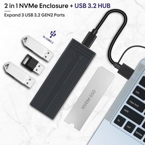 Carcasa externa Fanblack para SSD M.2 NVME SATA USB 3.2 Gen 2 miniatura 2