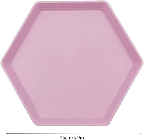 Miniatura 7 de Incauca Paquete de 5 mini platos ligeros de paja de trigo de 6 pulgadas, platos de postre hexagonales reutilizables, platos pequeños, platos