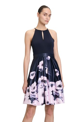 Vera Mont Damen Cocktailkleid mit Blumenprint Dark Blue/Rosé,42