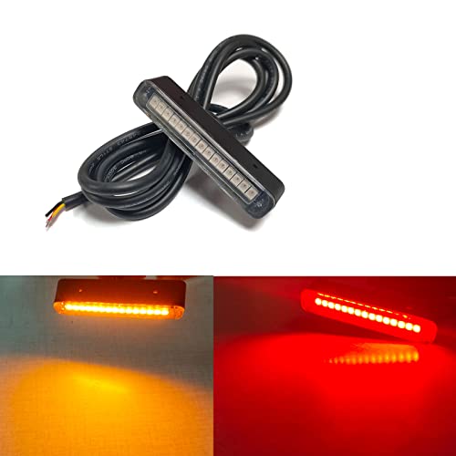 liteball Motorcycle License Plate Light,15LED Waterproof Red and Amber License Plate Tail Indicator Light,Brake Reversing for Motorcycles Bicycles