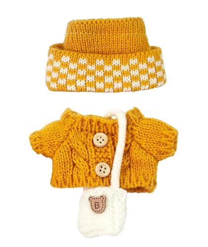 17CM Doll Clothes for Labubu, Yellow Hand-Crocheted Sweater Outfit Set - image 2