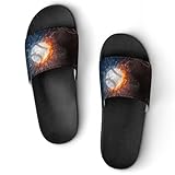 JiuPopular Duschpantoffeln, Baseballball-Slider für Damen und Herren, rutschfeste Slides, Schwarzer Stil, 36 1/3 EU