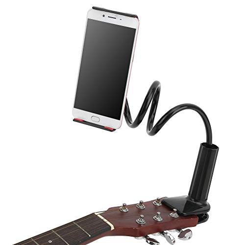 Guitar Phone Holder, Universal Plastic Metal Guitar Cell Phone Holder Clip Musical Instrument Guitar Accessories(Black)