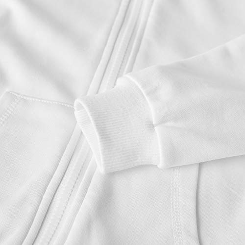 Spring&Gege Youth Solid Full Zipper Hoodies Soft Kids Hooded Sweatshirt For Boys And Girls Size 7-8 Years White #TOP4