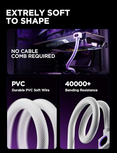 Image of AsiaHorse Hydrus-8PIN GPU PSU Extension Cable ARGB Light, Copper Wire Power Extension Cable Integrated Minimalist Design, 2000W Power (Whole Set), PC Power Cord for GPU Cable Management & DIY