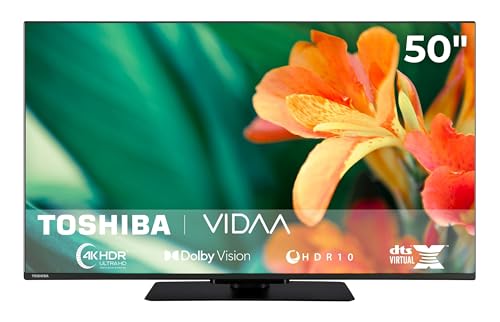 Toshiba Fernseher 43 Zoll Smart TV VIDAA 4K UHD Fernseher Dolby Vision HDR Smart TV mit Triple-Tuner und Bluetooth, LED TV 50UV3463DA