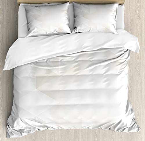 Ambesonne Grey and White Duvet Cover Set of 2, Polygon