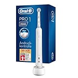 Verpackung kann variieren Oral-B PRO 1 200 Elektrische Zahnbürste/Electric Toothbrush für eine gründliche Zahnreinigung, 3 Putzprogamme, Drucksensor & Timer, 1 Sensitive Clean Aufsteckbürste, weiß