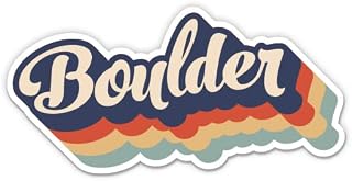 Squiddy Boulder Colorado Layered Retro Style - Vinyl Sticker Decal for Phone, Laptop, Water Bottle (3" Wide)