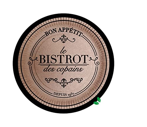 1001kdo Set de 10 assiettes en kraft 23 cm Bistrot parisien