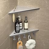 Bernkot Eck-Duschregal 304 Edelstahl,Eckregal Dusche 25.4cm,Duschablage Ecke für Badrenovierung,Eckablage Dusche für Geflieste Wände,Gebürstet