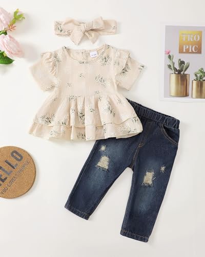 SODLON Baby Girl Clothes Outfit Toddler Infant Clothing Ruffle Top Pants Sets Gifts Outfits for Little Girls - Image 3