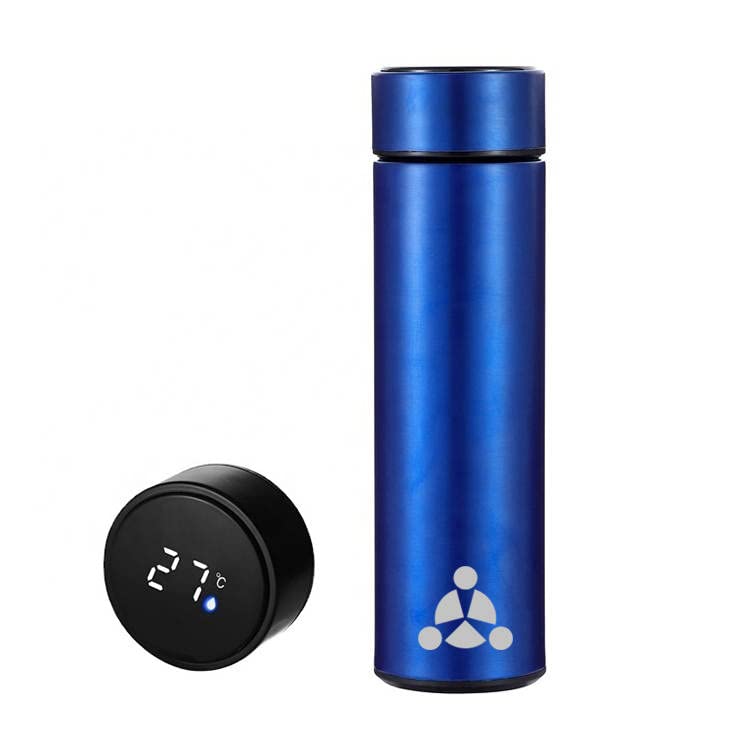 LAK RAK ZAK Thermos, Stainless Steel Bottle, Vacuum And Temperature Display, Keep Drinks Hot or Cold for 24 Hours, Thermos Suitable for Sports and Workplaces (500ML) (Blue)