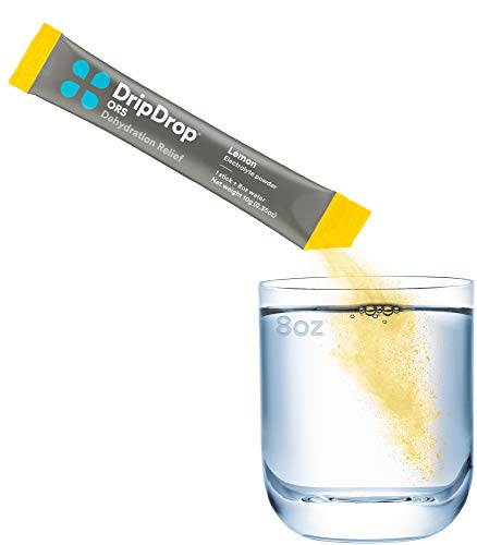 DripDrop ORS Electrolyte Hydration Powder Sticks, Lemon, 10g Sticks, 8 Count