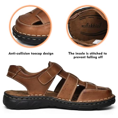 Image of Arkbird Men's Sandals, Closed Toe Leather Fisherman Outdoor Hiking Sport Shoes Summer