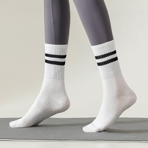 Image of Womens 4Pcs Pilates Grip Socks Non Slip Yoga Socks with Grips Barre Hospital Athletic Socks for Women