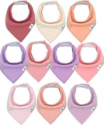 Diaper Squad 10-Pack Organic Cotton Baby Bibs for Baby Boy, Girl (Girly Solids, 10-Pack)