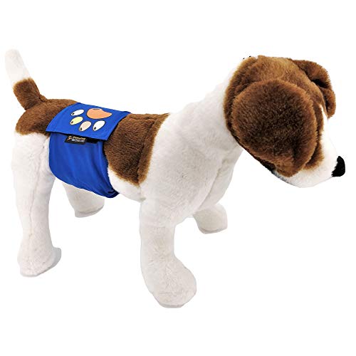Pack Of 3 Male Dog Diapers 4 - Layers Of Absorbent Pads Waterproof Leak Proof Belly Band Wrap Washable (Xl: Waist 20" - 26", Solid With Paw) #TOP3