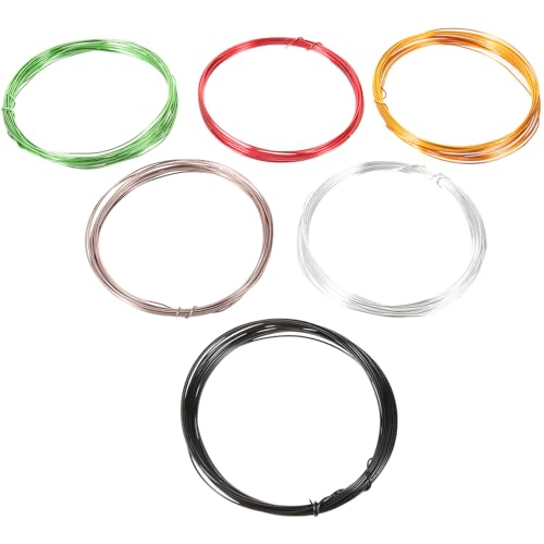 SHINEOFI Fil de Fer en Aluminium Coloré pour Bonsaï et Bricolage Jardinage, 1,0 Mm X 5 M, Lot de 6 Couleurs Assorties, Fil de Modelage Polyvalent pour Plantes Grimpantes et Formation