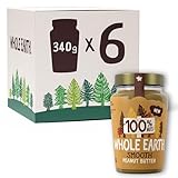 Whole Earth • 100% Original Smooth Peanut Butter • Nothing but Peanuts • Nut Spread Made with 100% Natural Ingredients • No Added Sugar • High Protein • Gluten Free • Vegan Friendly • 340g x 6 Jars
